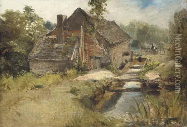 Study Of A Mill Oil Painting - Frederick Waters Watts