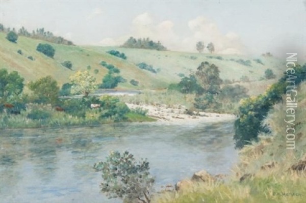Umgeni River, Upstream From The Howick Falls Oil Painting - Cathcart William Methven