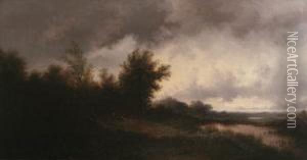 View Of A Forest Before A Storm Oil Painting - Remigius Adriannus van Haanen