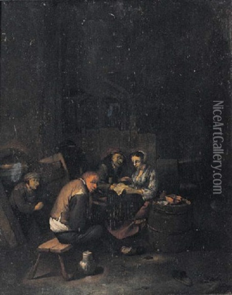 Peasants Reading A Letter In A Tavern Oil Painting - Cornelis Pietersz Bega