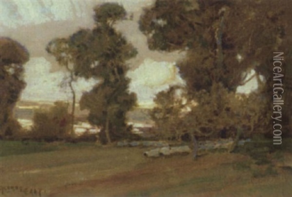 Sheep In A Pasture Oil Painting - Sir Alfred East