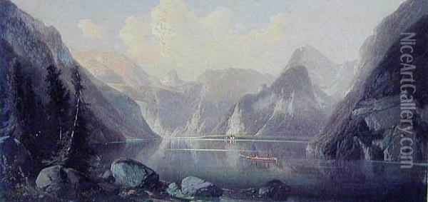 Jezioro W Wysokich Alpach Oil Painting - Ferdinand Lepie