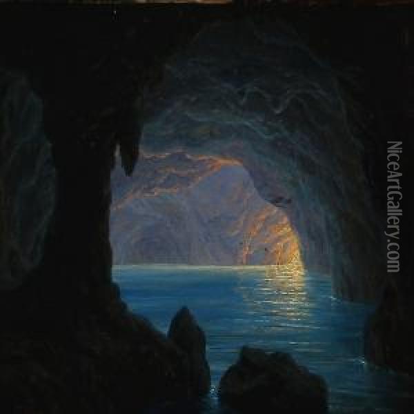 The Blue Grotto Of Capri Oil Painting - Frederik Ludwig Storch