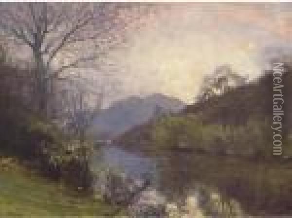 Reflections On The River Oil Painting - Alexander Brownlie Docharty