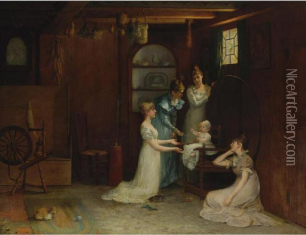 Playing With Baby Oil Painting - Francis Davis Millet
