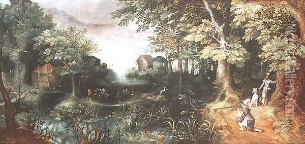 Landscape with Hunters Oil Painting - David Vinckboons