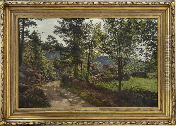 Morning At A Country Road, Mandal Oil Painting - Amaldus Clarin Nielsen