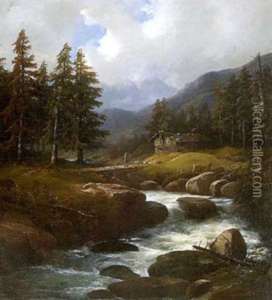 Gebirgslandschaft Oil Painting - Georg Hoehn