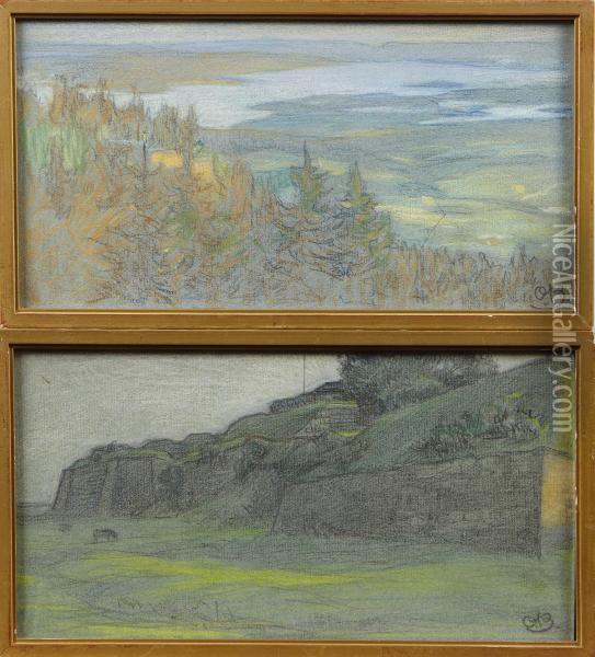 Sommarlandskap Oil Painting - Gustav Oscar Bjorck