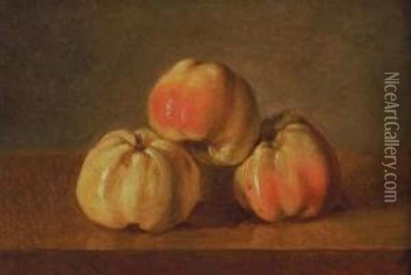 Trois Pommes Sur Un Entablement Oil Painting - Francois Xavier Vispre