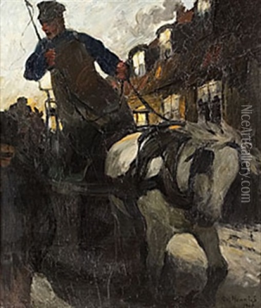 Pa Gatan, Aftonstamning Oil Painting - Goesta von Hennigs