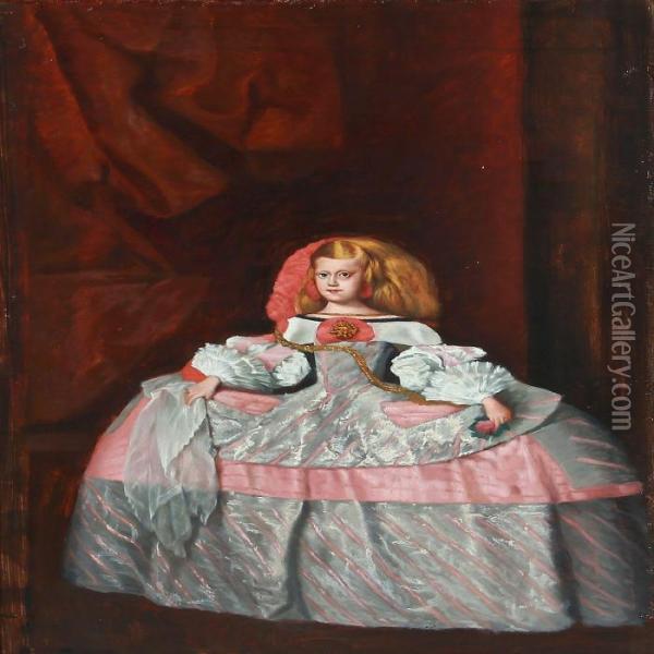 Portrait Of Infanta Maria Marguerita Oil Painting - Diego Rodriguez de Silva y Velazquez