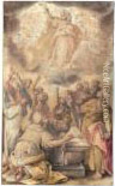 The Assumption Of The Virgin Oil Painting - Maarten de Vos
