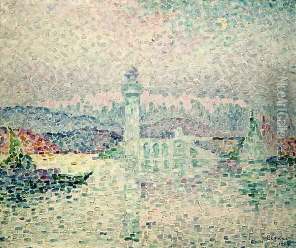 The Lighthouse at Antibes, 1909 Oil Painting - Paul Signac