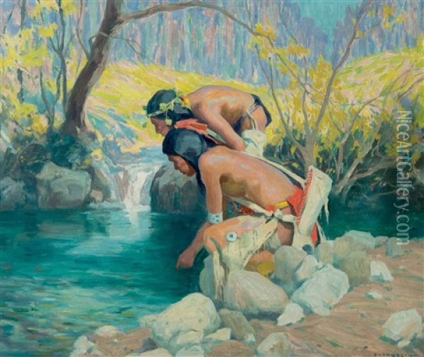 Trout Stream Oil Painting - Eanger Irving Couse
