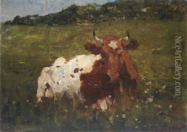 A Contented Cow Oil Painting - Nathaniel Hone the Younger