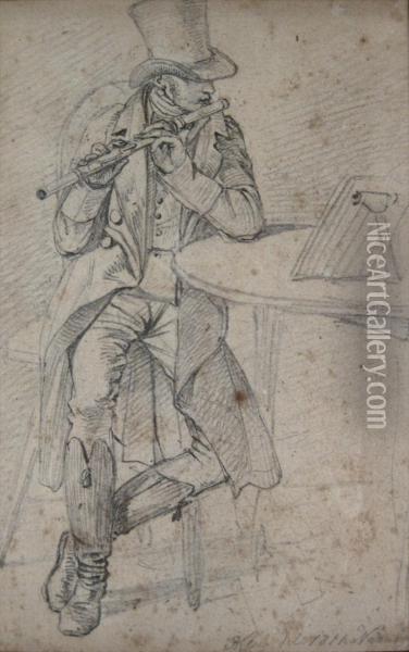 Flute Player Oil Painting - Johann Adam Klein
