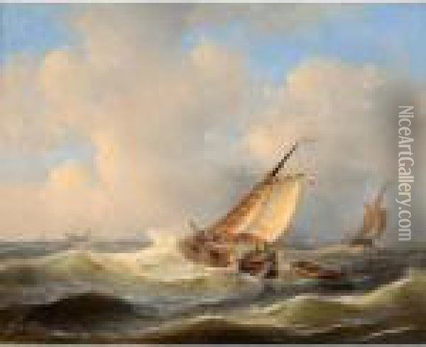Shipping In Choppy Seas Oil Painting - Govert Van Emmerik