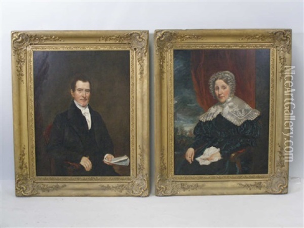 Portrait (+ Another; Pair) Oil Painting - Jane Stuart