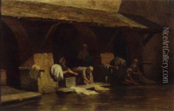 Waschplaats In Pont L'eveque, France Oil Painting - Willem Carel Nakken