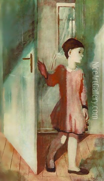 Zsuzsa at the Door 1931 Oil Painting - Istvan Desi-Huber