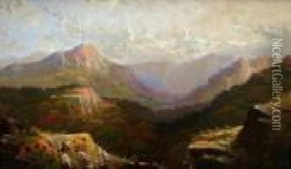 Mountainous Landscape, Scotland Oil Painting - Clarence Roe