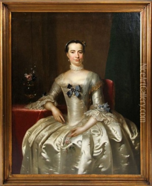 Portrait Of Mrs. Stephenson, Mayoress Of Hull England Oil Painting - Frans Van Der Myn