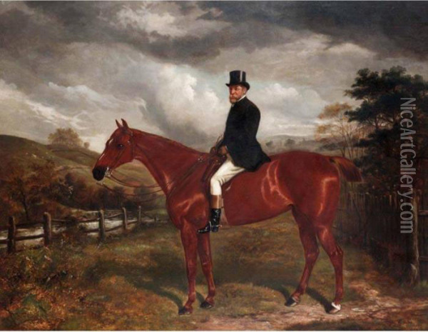 Gentleman On Horseback Oil Painting - Benjamin Cam Norton