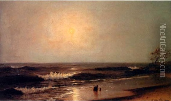 Untitled - Ocean Scene At Dawn Oil Painting - Frank Knox Morton Rehn