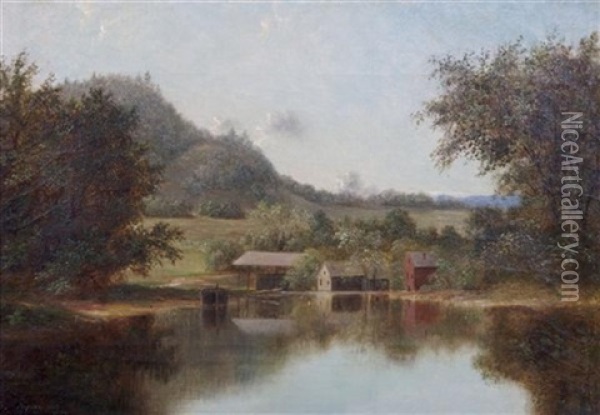 The Pond At Kensington Oil Painting - Nelson Augustus Moore