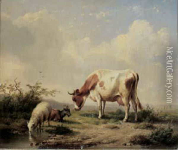 Le Troupeau Oil Painting - Eugene Joseph Verboeckhoven