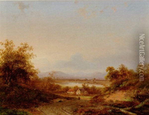 An Extensive Landscape At Dusk Oil Painting - Jan Evert Morel the Younger