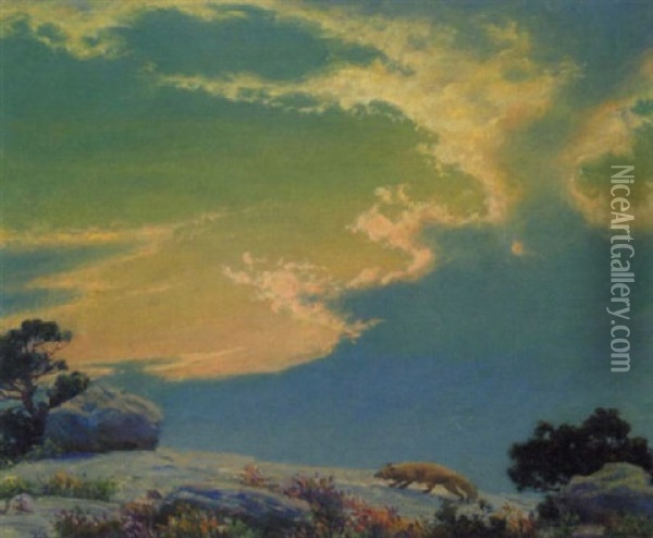 The Cliff - Sunset Oil Painting - Charles Courtney Curran