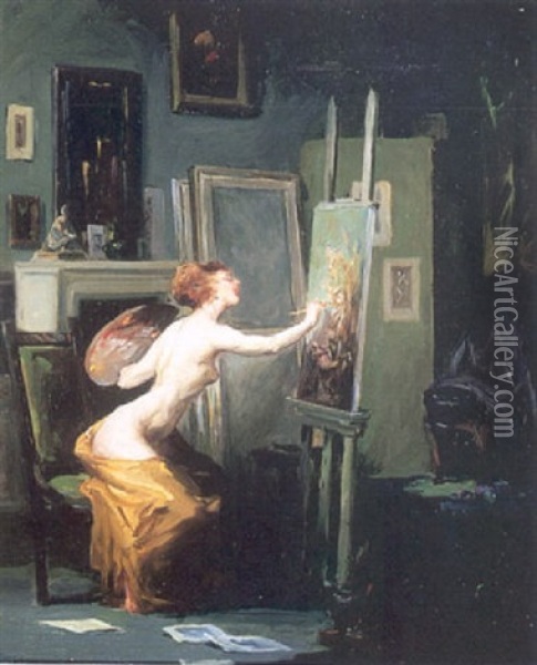 Painting In The Nude Oil Painting - Frank Joseph van Sloun