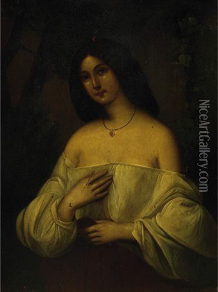 Portrait Of A Woman Oil Painting - Charlemagne Oscar Guet