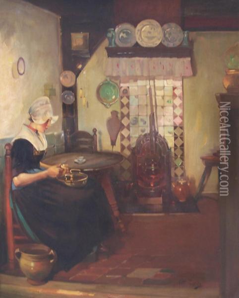 Madchen In Hollandischem Interieur Oil Painting - Rudolf Possin