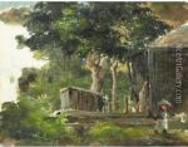 Paysage Avec Maison En Bois A Saint-thomas, Antilles Oil Painting - Camille Pissarro