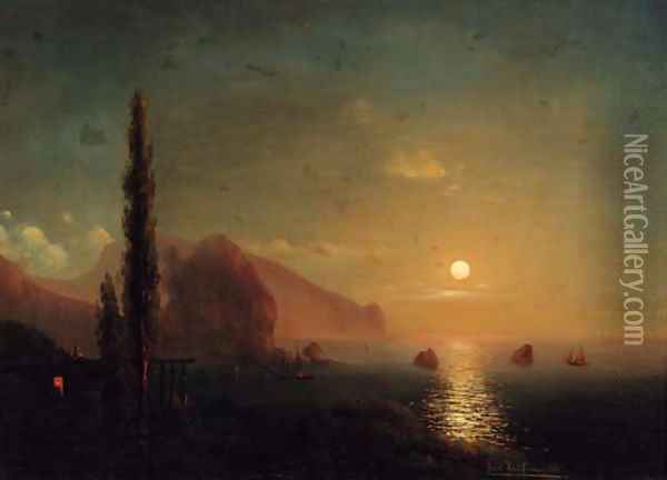 A sunset on the Italian coast Oil Painting - Karl Kaufmann