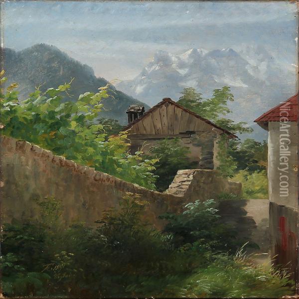 Landscape From The Alps Oil Painting - Anthonie, Anthonore Christensen