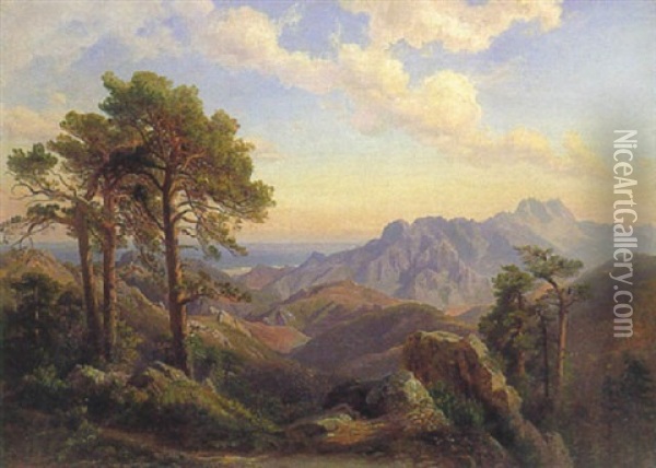 Korsische Landschaft (col Di Sorba?) Oil Painting - Carl Maria Nicolaus Hummel