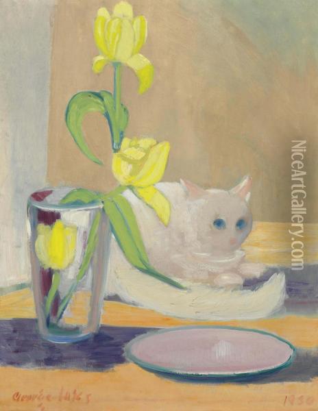 The White Cat Oil Painting - George Luks