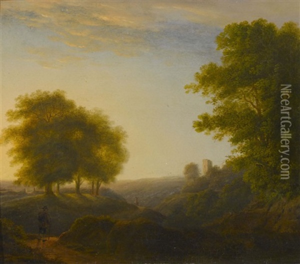Landschaft Im Abendlicht Oil Painting - Jacob Christoph Ziegler