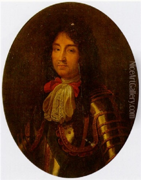 Portrait Of Louis Xiv Wearing Armour Oil Painting - Claude Lefebvre