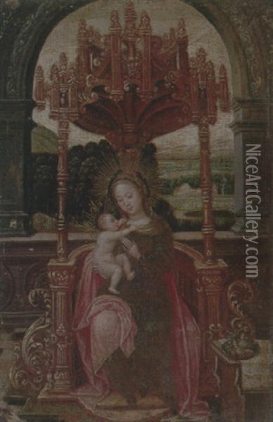 The Virgin And Child Enthroned Oil Painting - Gerard David