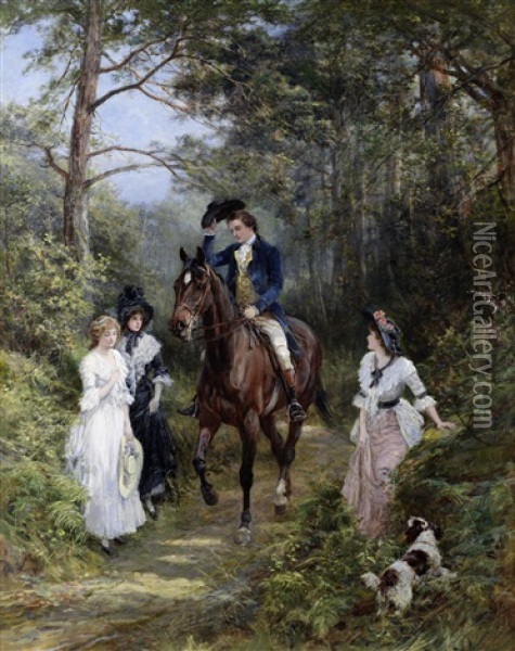 The Meeting In The Forest Oil Painting - Heywood Hardy
