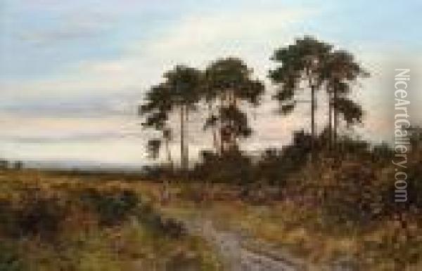 Figures On Path At Twilight 'd. Sherrin' (lower Right) Oil Painting - Daniel Sherrin