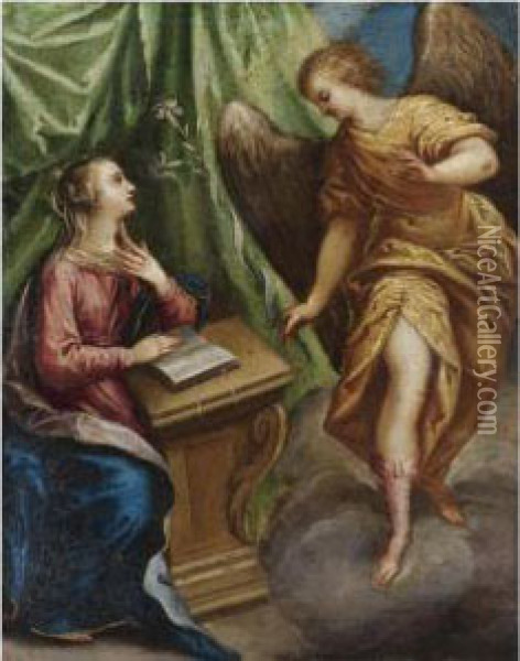 The Annunciation Oil Painting - Hans Rottenhammer