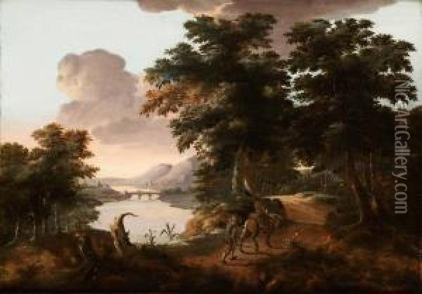 Italieniserande Landskap Med Jagare Oil Painting - Willem de Heusch