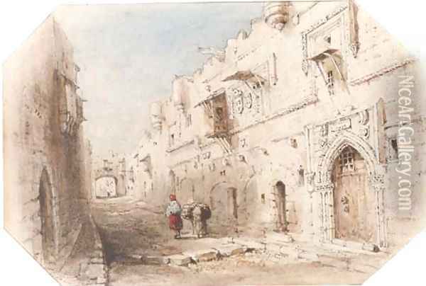 Knight Street, Rhodes Oil Painting - William Henry Bartlett