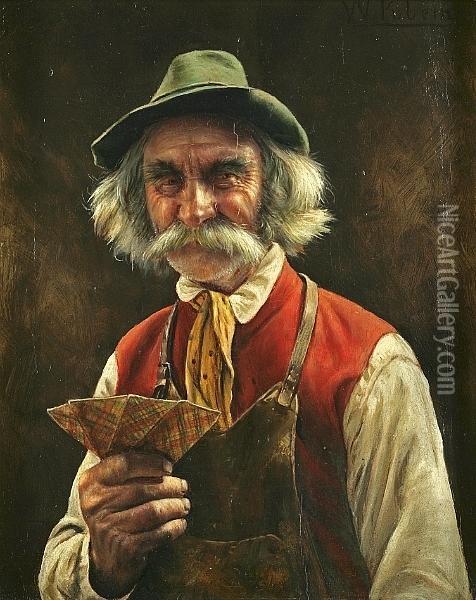 The Card Player Oil Painting - Wilhelm Klein